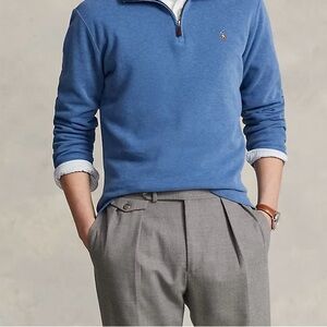 NWT Polo Ralph Lauren Men's Estate Rib Quarter-Zip Pullover - XXL - Light Blue